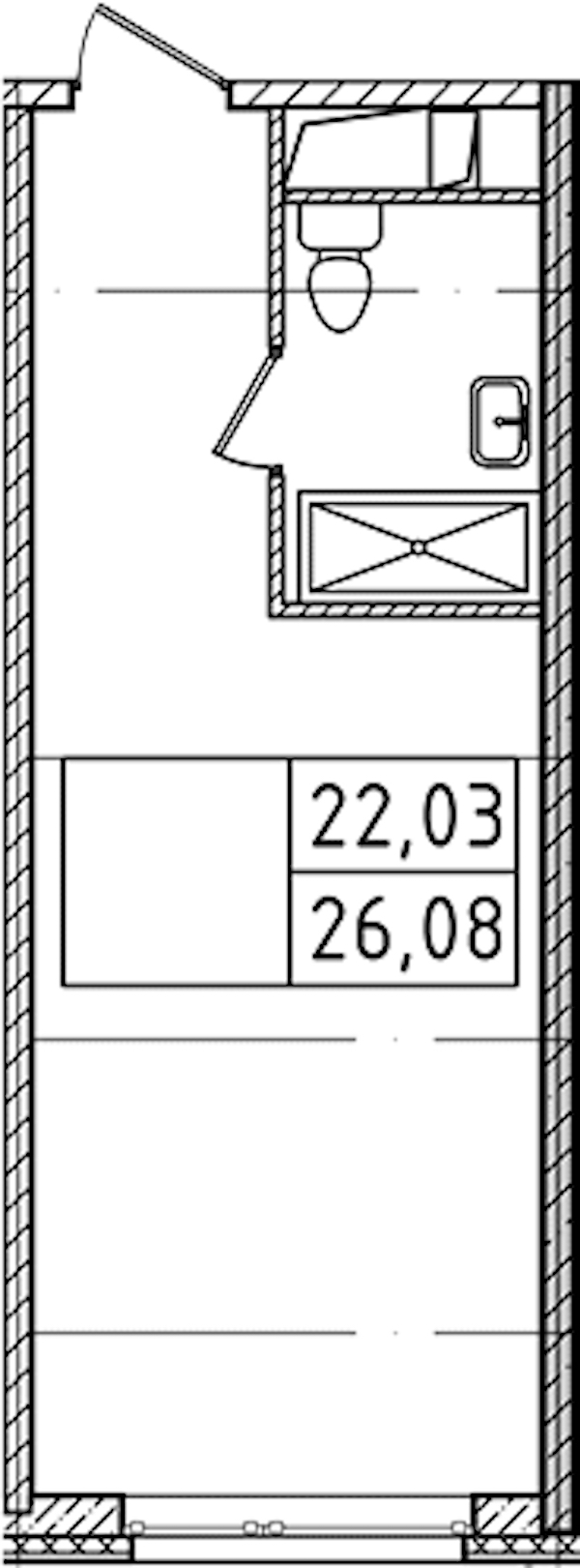 Квартира студия 26.08 м², 6/14 эт., Комплекс апартаментов «Ladozhsky Avenir»